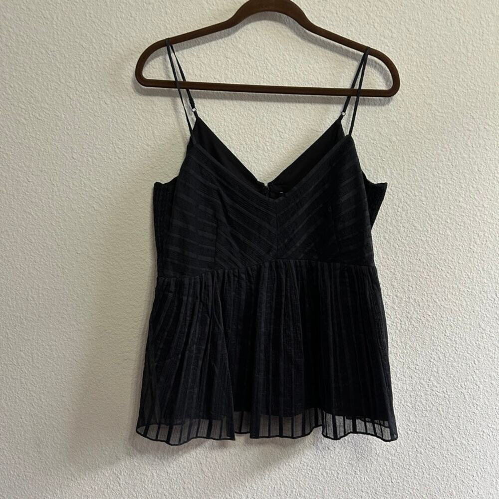 NEW Club Monaco Peplum Cami Chemise Tank Black Caviar Size Large Minimalist - Picture 3 of 12
